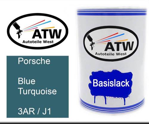 Porsche, Blue Turquoise, 3AR / J1: 500ml Lackdose, von ATW Autoteile West.